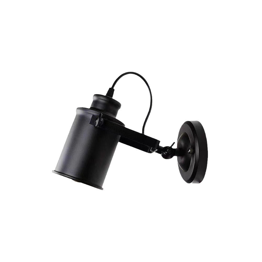 Applique murale intérieur industrielle led cylindre noir suspendu enfant