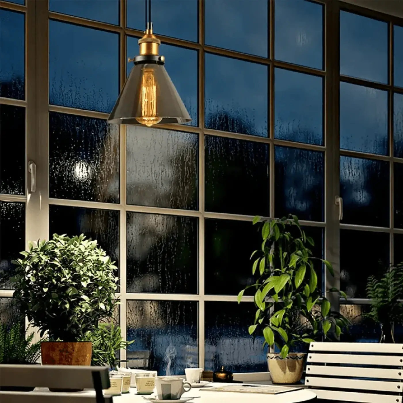 Suspension luminaire salon chambre verre fume design