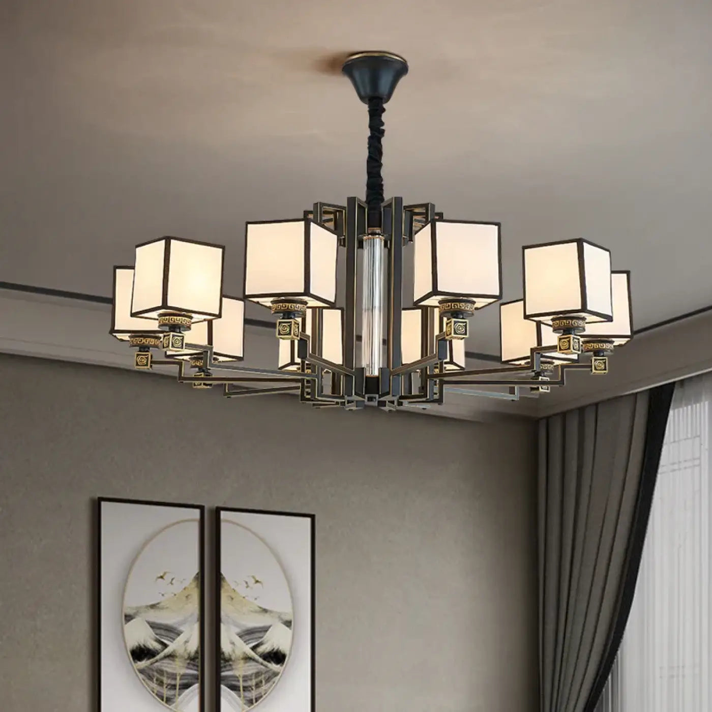 Suspension luminaire salon salle a manger cubes design