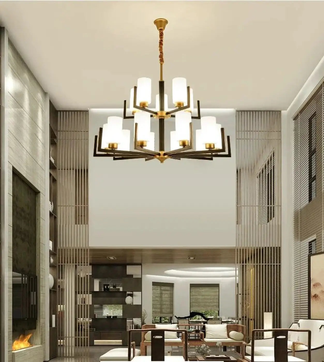 Suspension luminaire salon salle a manger verre noire design