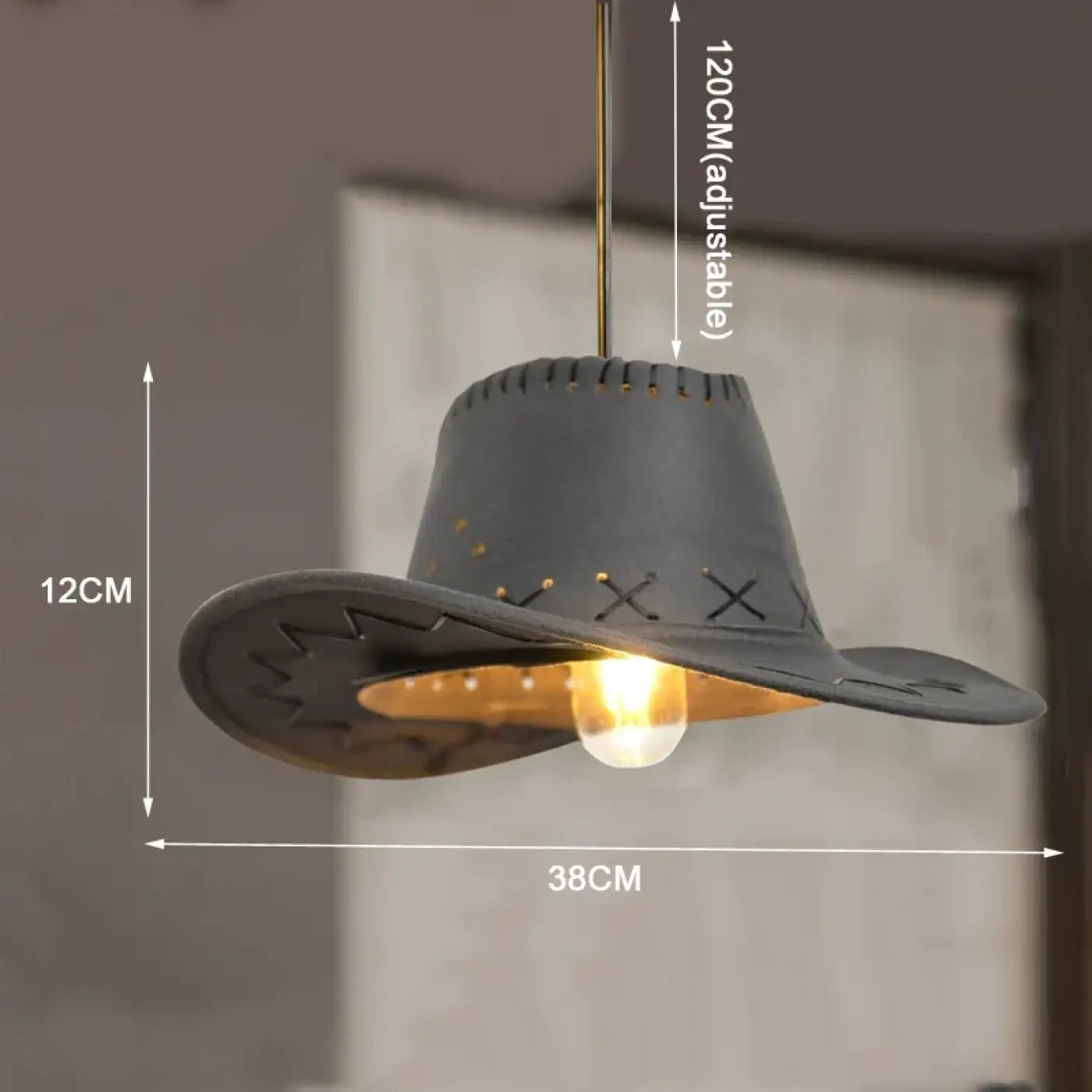 Suspension luminaire cuisine chapeau western design
