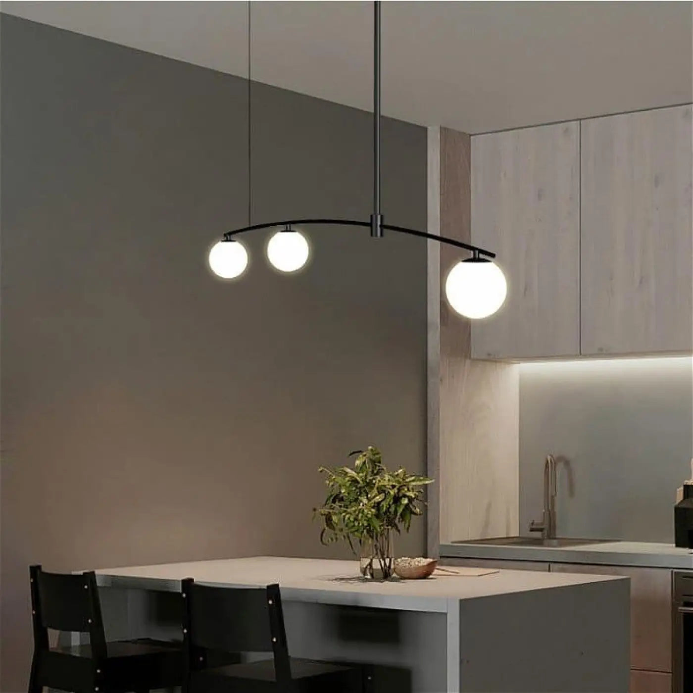Suspension luminaire cuisine design boule verre