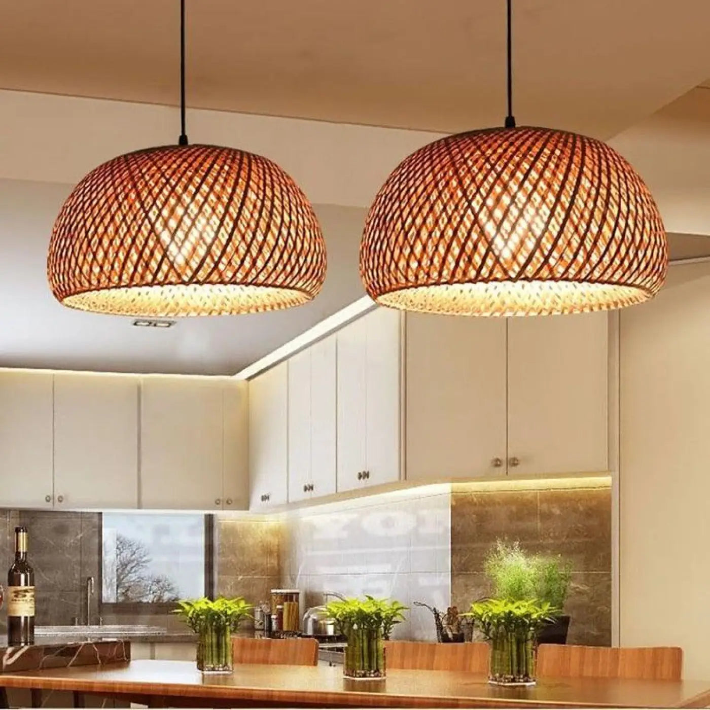Suspension luminaire salle a manger chambre osier design
