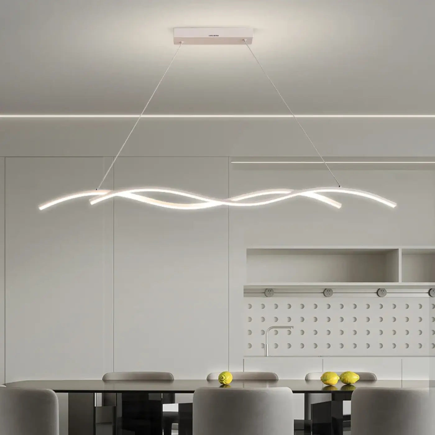 Suspension luminaire salle a manger ondulee LED design