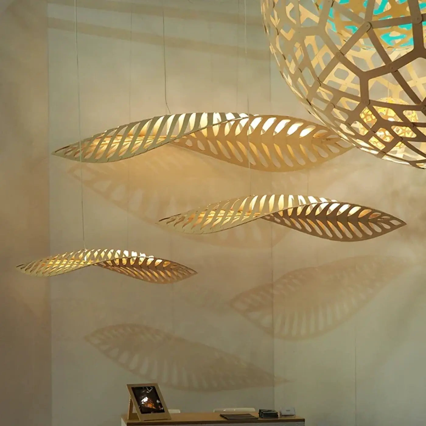 Suspension luminaire salle a manger salon bambou design