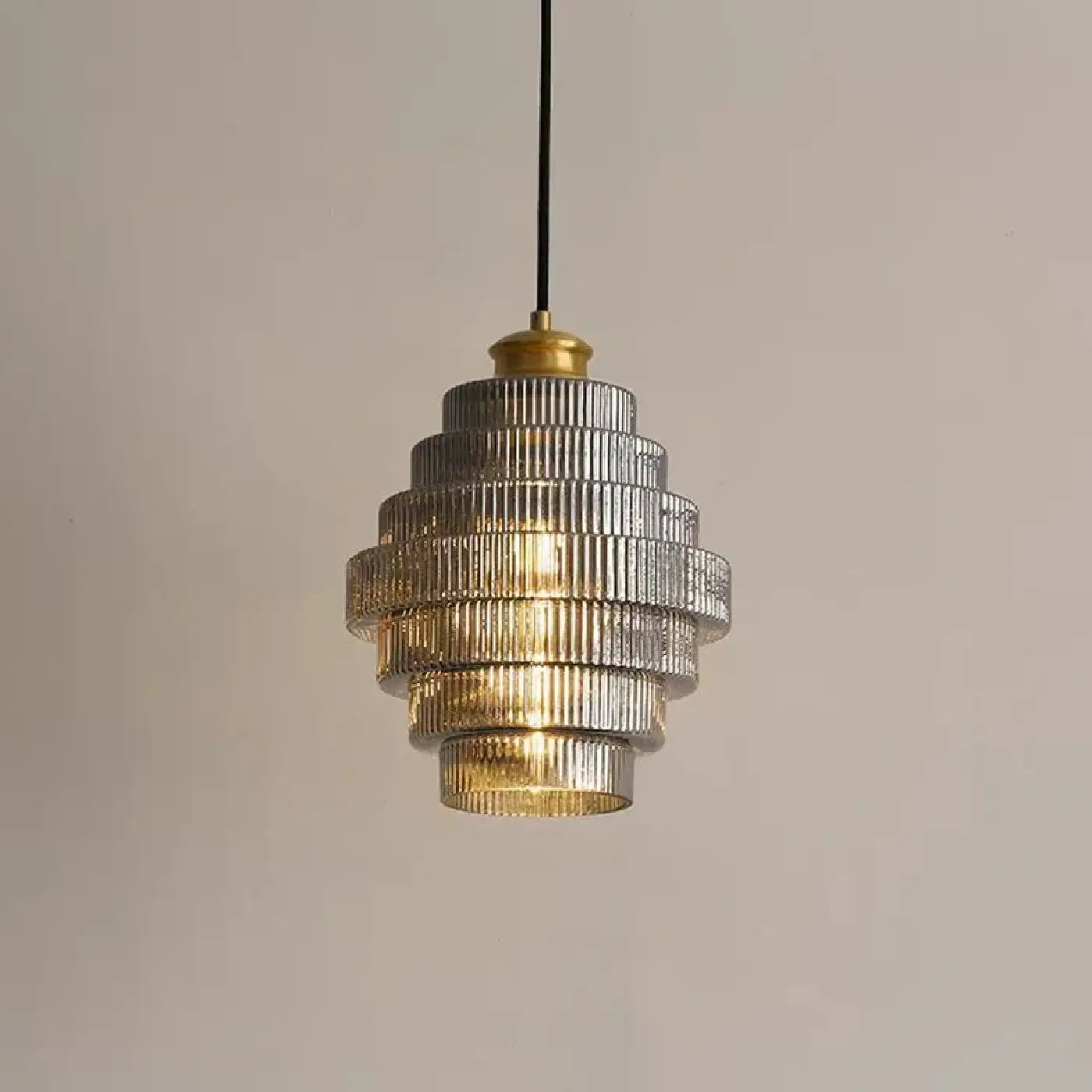 Suspension luminaire salle a manger verre strie design