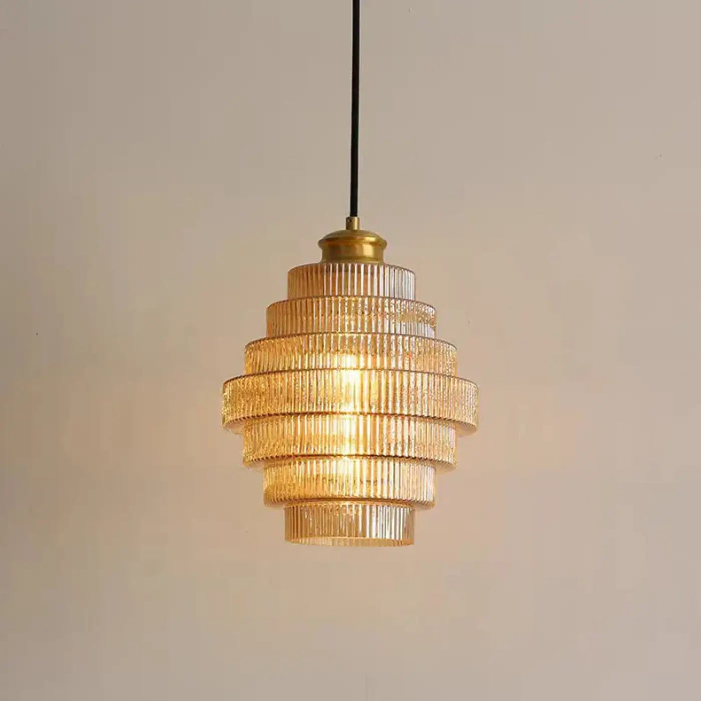 Suspension luminaire salle a manger verre strie design