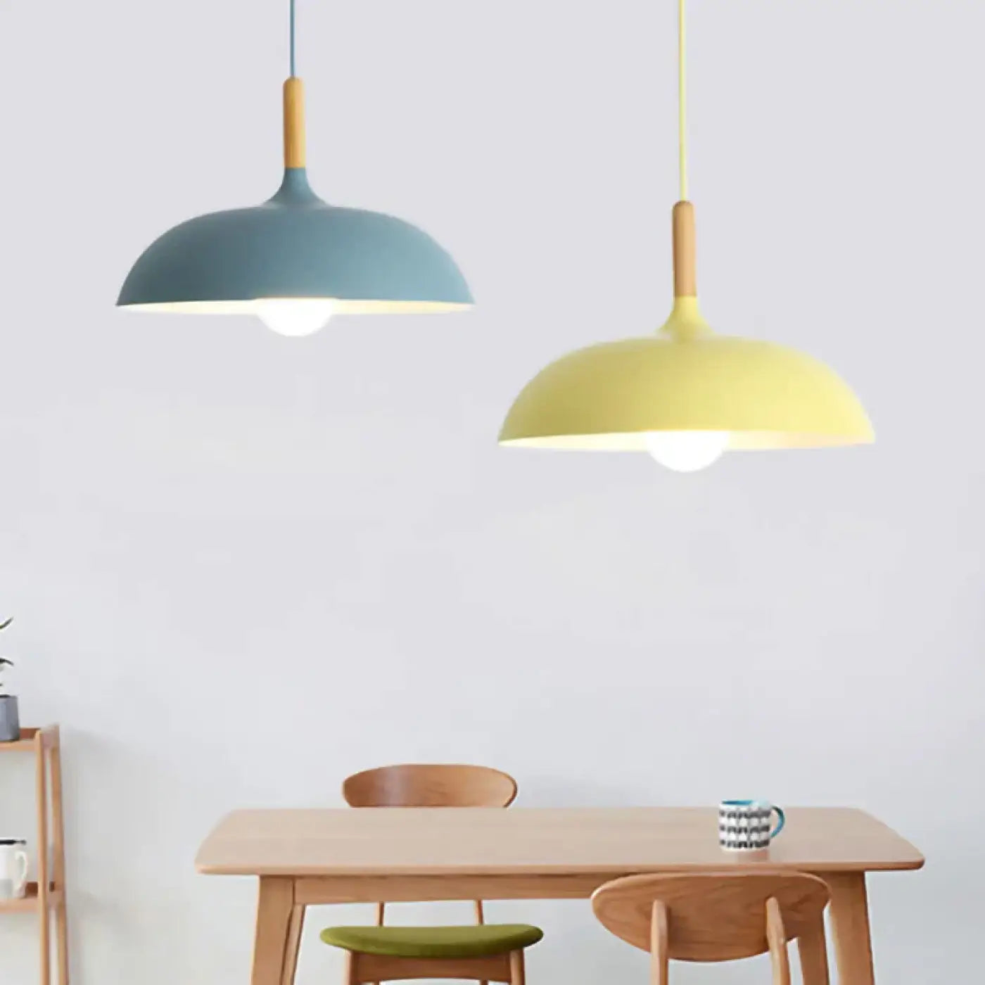 Suspension luminaire salon salle a manger bois arrondie