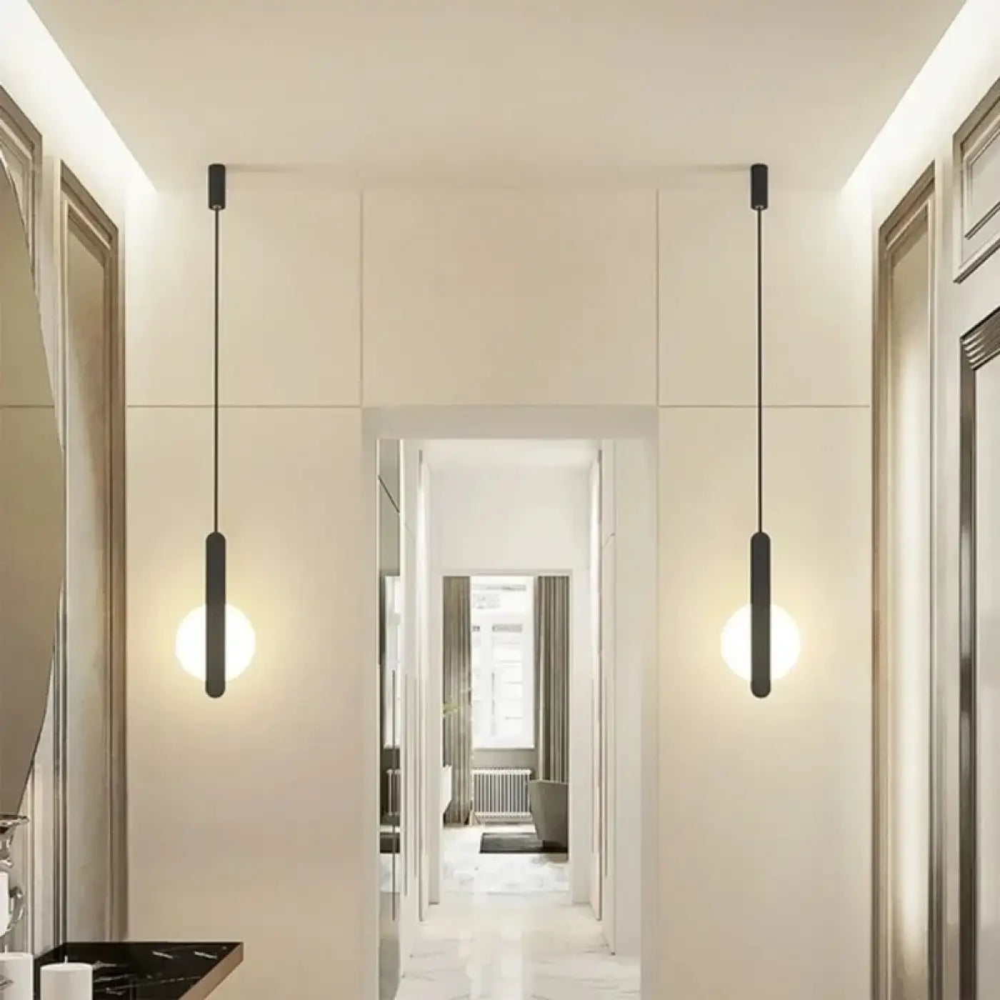 Suspension luminaire salon salle a manger cercle noir design