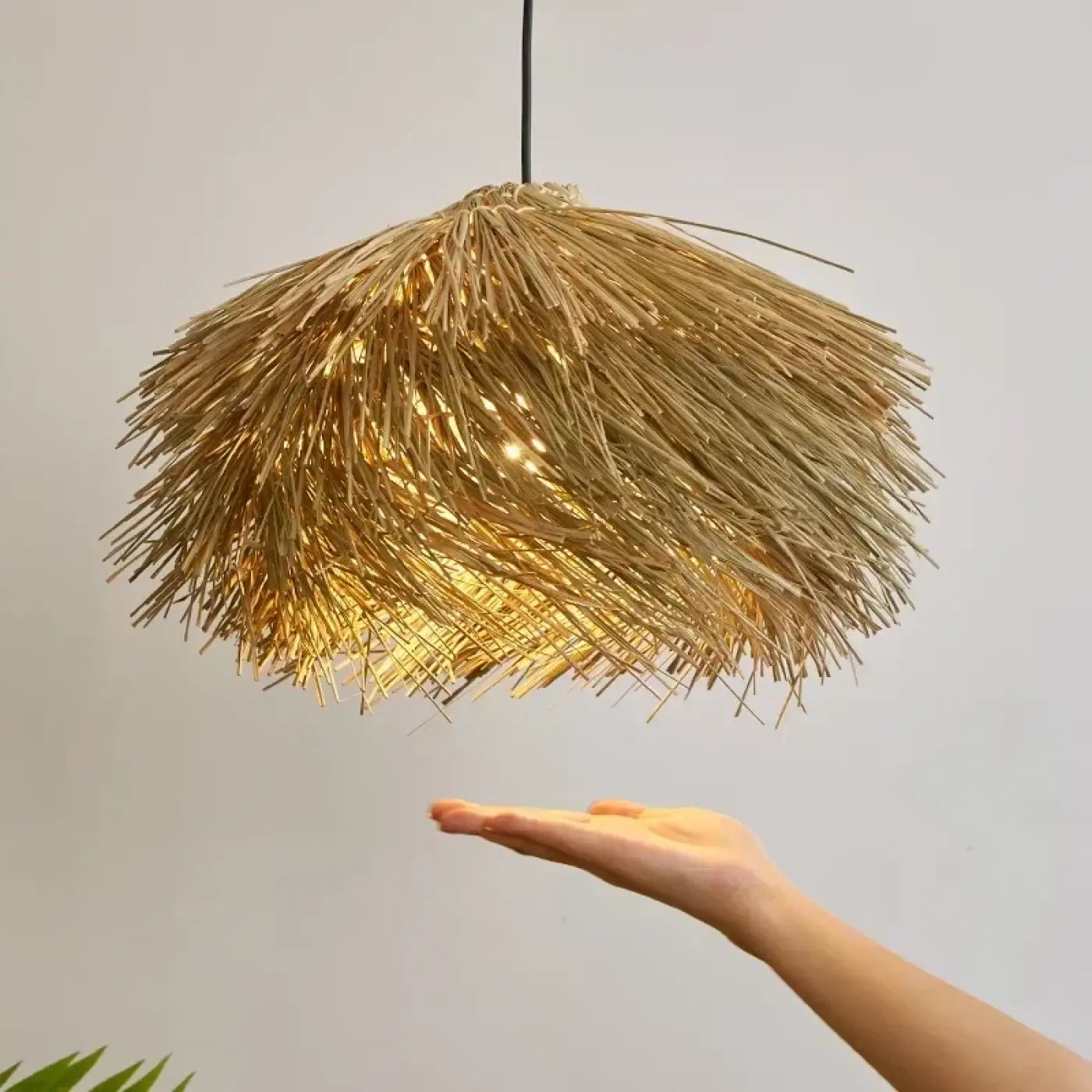 Suspension luminaire salon salle a manger paille boheme