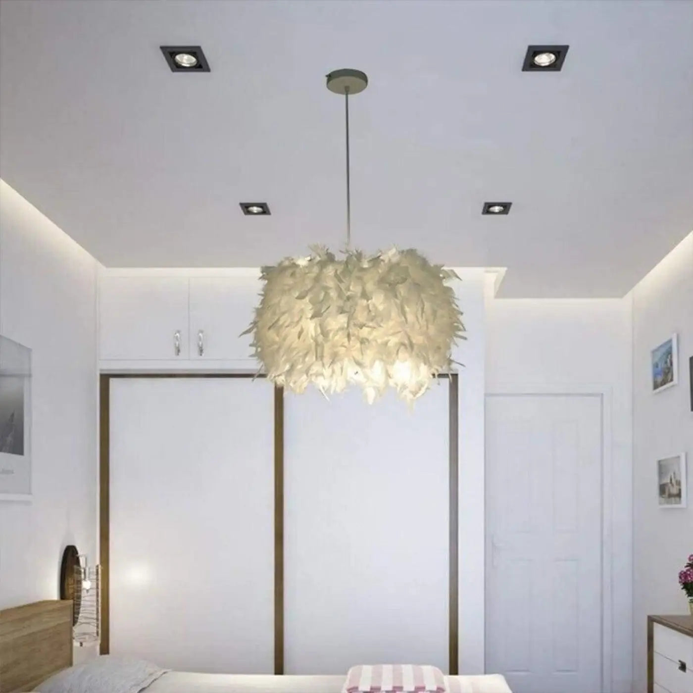 Suspension luminaire salon salle a manger plume design